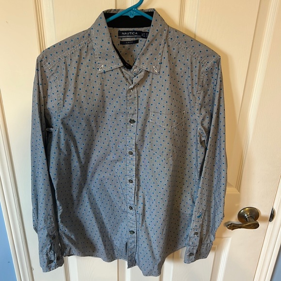 Nautica grey and blue casual button down shirt - size S - Picture 1 of 1